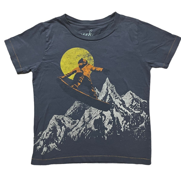 Peek Medium (6-7) Snowboard "Be Free, Ride On" T-Shirt Blue - Picture 1 of 3